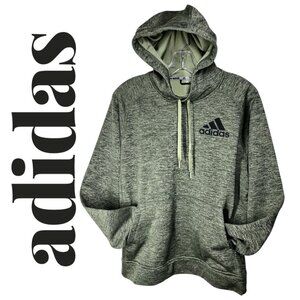 ADIDAS‎ CLIMAWARM GREEN LOGO HOODIE FLEECE LINED KANGAROO POCKET, MEN’S SMALL